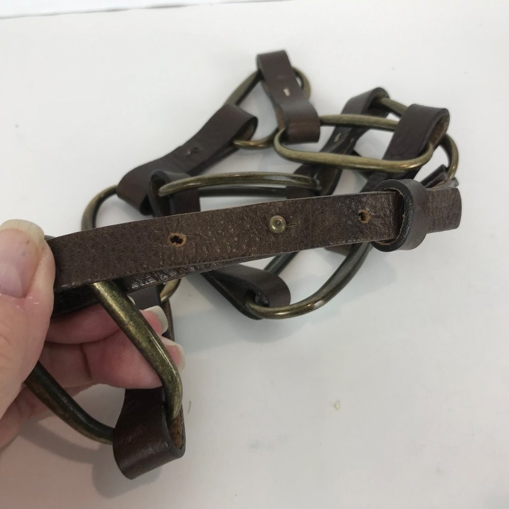 Eddie Bauer brown leather and brass adj. Belt Size M